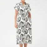 Vestido midi camisero estampado fresas blanco