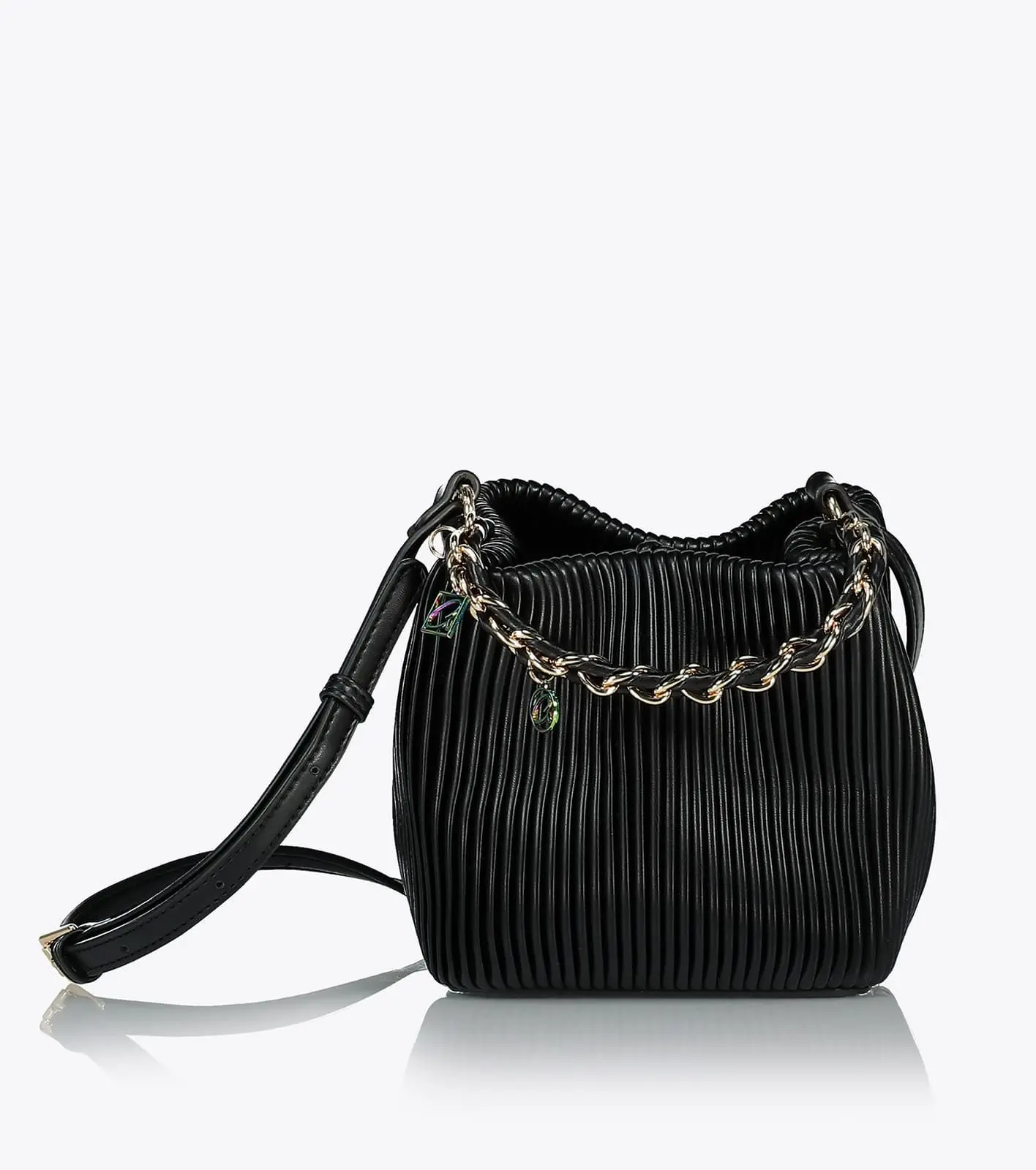 1020-0738_BLACK003_1 DULCIE CROSSBODY BAG WITH DECORATIVE PATTERN CHAIN AXEL - Image 1