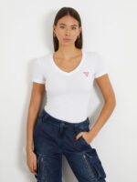 Elastic t-shirt with small triangular logo GUESS