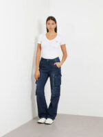Elastic t-shirt with small triangular logo GUESS - Image 2
