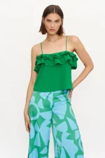 Green ruffled strap top COMPANIA FANTASTICA