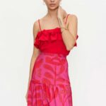 Red ruffled strap top COMPANIA FANTASTICA