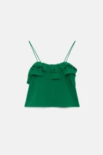 Green ruffled strap top COMPANIA FANTASTICA - Image 2