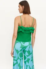 Green ruffled strap top COMPANIA FANTASTICA - Image 3