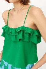 Green ruffled strap top COMPANIA FANTASTICA - Image 4