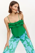 Green ruffled strap top COMPANIA FANTASTICA - Image 6