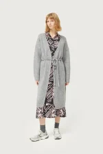 Γκρι πλεκτή μίντι ζακέτα COMPANIA FANTASTICA