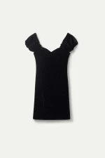Short black velvet dress COMPANIA FANTASTICA - Image 2