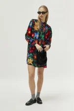 Πολύχρωμο φλοράλ κοντό φόρεμα COMPANIA FANTASTICA - Image 3