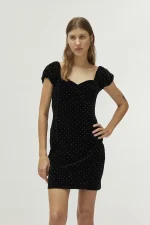 Short black velvet dress COMPANIA FANTASTICA - Image 4