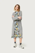 Γκρι πλεκτή μίντι ζακέτα COMPANIA FANTASTICA - Image 4