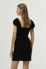 Short black velvet dress COMPANIA FANTASTICA - Image 5