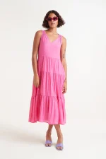 Ροζ μίντι φόρεμα COMPANIA FANTASTICA SS25