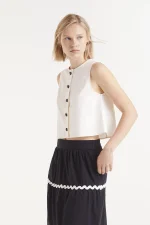 White button down sleeveless top COMPANIA FANTASTICA SS25