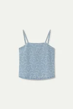 Denim top with woven flowers COMPANIA FANTASTICA SS25 - Image 3
