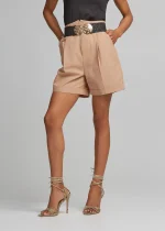 High-waisted bermuda shorts with pleats LYNNE - Image 3