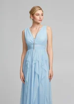 Φόρεμα μακρύ με τούλι και V ντεκολτέ LYNNE SS25 - Image 4