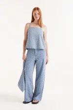 Denim top with woven flowers COMPANIA FANTASTICA SS25 - Image 6
