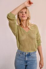 Openwork and iridescent knit sweater MOLLY BRACKEN SS25 - Image 3