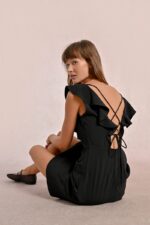 Short dress, lace-up back MOLLY BRACKEN SS25 - Image 3