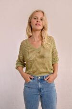 Openwork and iridescent knit sweater MOLLY BRACKEN SS25 - Image 4