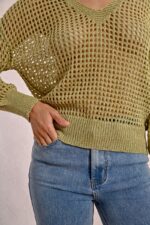 Openwork and iridescent knit sweater MOLLY BRACKEN SS25 - Image 7