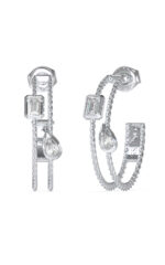 STEEL 4G LIGHT Silver Hoops With Stones GUESS SS25