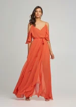 Μάξι φόρεμα διαφάνεια με βολάν μανίκια LYNNE SS25 - Image 3