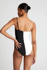 Black two-tone straight neckline swimsuit COMPANIA FANTASTICA SS25 - Image 3