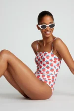 Strawberry Beach print straight neckline swimsuit COMPANIA FANTASTICA SS25 - Image 5