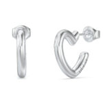 STEEL ICONIQUE Silver Heart Earrings With Logo GUESS FW25-26