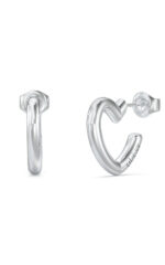 STEEL ICONIQUE Σκουλαρίκια Ασημένια Καρδιές Με Λογότυπο GUESS FW25-26