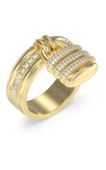 STEEL MY SECRET Gold Ring With Padlock With Stones GUESS FW25-26
