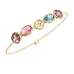 STEEL MAMOUNIA Βραχιόλι Χρυσό Με Πολύχρωμες Πέτρες Και Λογότυπο GUESS FW25-26