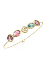 STEEL MAMOUNIA Gold Bracelet With Multicolored Stones And Logo GUESS FW25-26