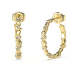 STEEL PANAREA Σκουλαρίκια Χρυσά Με Άσπρες Πέτρες GUESS FW25-26