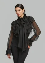 Shirt with ruffles and tie at the neck LYNNE FW25-26 - Image 3