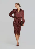 Εμπριμέ μίντι φόρεμα σε σατέν όψη LYNNE FW25-26 - Image 3