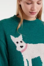 Πλεκτό πουλόβερ ζακάρ με στάμπα σκύλου COMPANIA FANTASTICA FW25-26 - Image 4