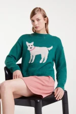 Πλεκτό πουλόβερ ζακάρ με στάμπα σκύλου COMPANIA FANTASTICA FW25-26 - Image 6