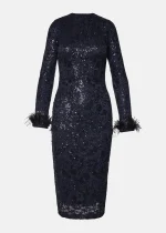 Φόρεμα από δαντέλα με παγιέτες και φτερά LYNNE FW25-26