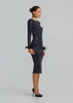 Φόρεμα από δαντέλα με παγιέτες και φτερά LYNNE FW25-26 - Image 4