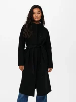 Women's black coat with belt ONLY FW25-26