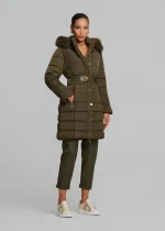 Μπουφάν με ζώνη και ψηλό γιακά από γούνα LYNNE FW25-26 - Image 5