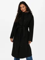 Women's black coat with belt ONLY FW25-26 - Image 6