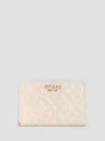 Λευκό πορτοφόλι isemay με μεσαίο φερμουάρ GUESS SS26