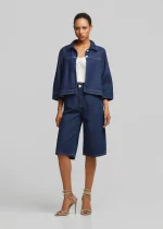 Denim jacket with white details LYNNE SS26 - Image 2