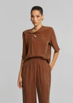 Vegan silk blouse with metallic element LYNNE SS26 - Image 3