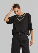 Cropped blouse with pearls LYNNE SS26 - Image 3
