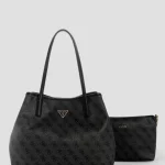 Μαύρη τσάντα tote 2 σε 1 με λογότυπο Victoria GUESS SS26